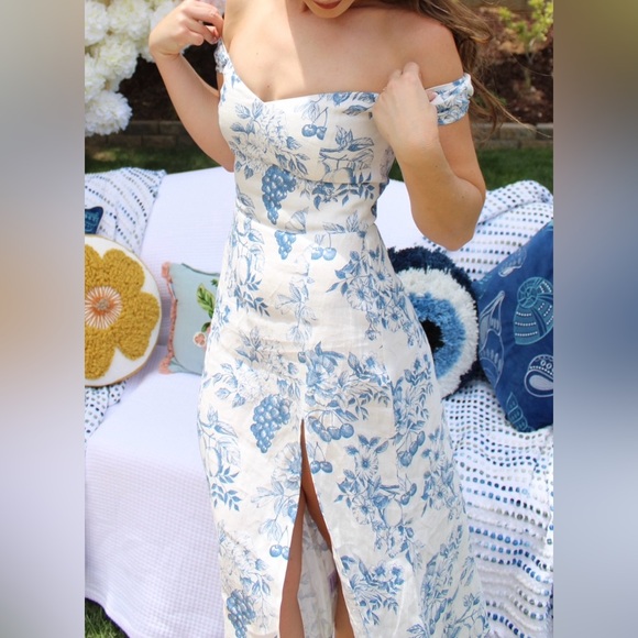 Reformation Bridgton Linen Dress in Corsica size 6 - Picture 6 of 9